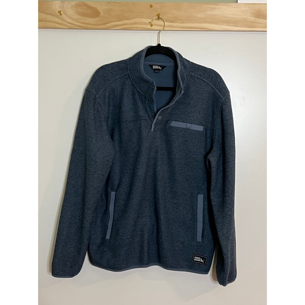 Eddie Bauer Quarter Button Fleece Jacket Outdoor Men Size Medium